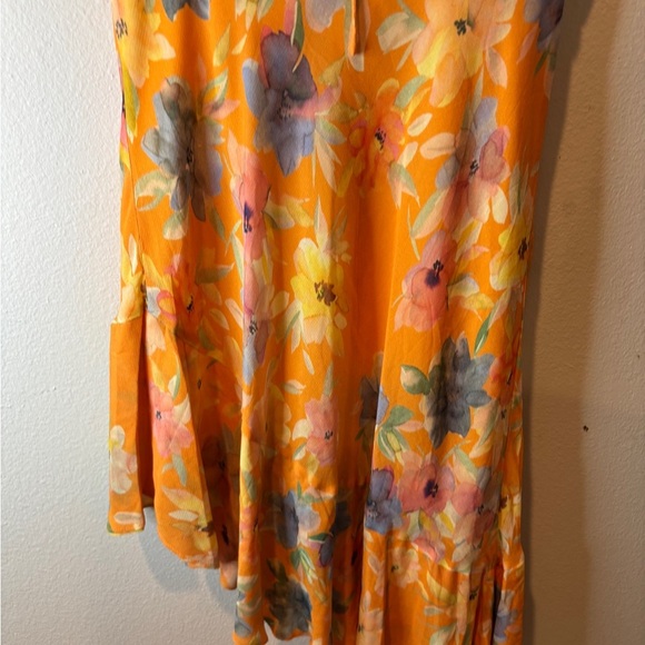 Y2K Amanda Uprichard Orange Floral Asymmetrical Dress - Picture 6 of 10